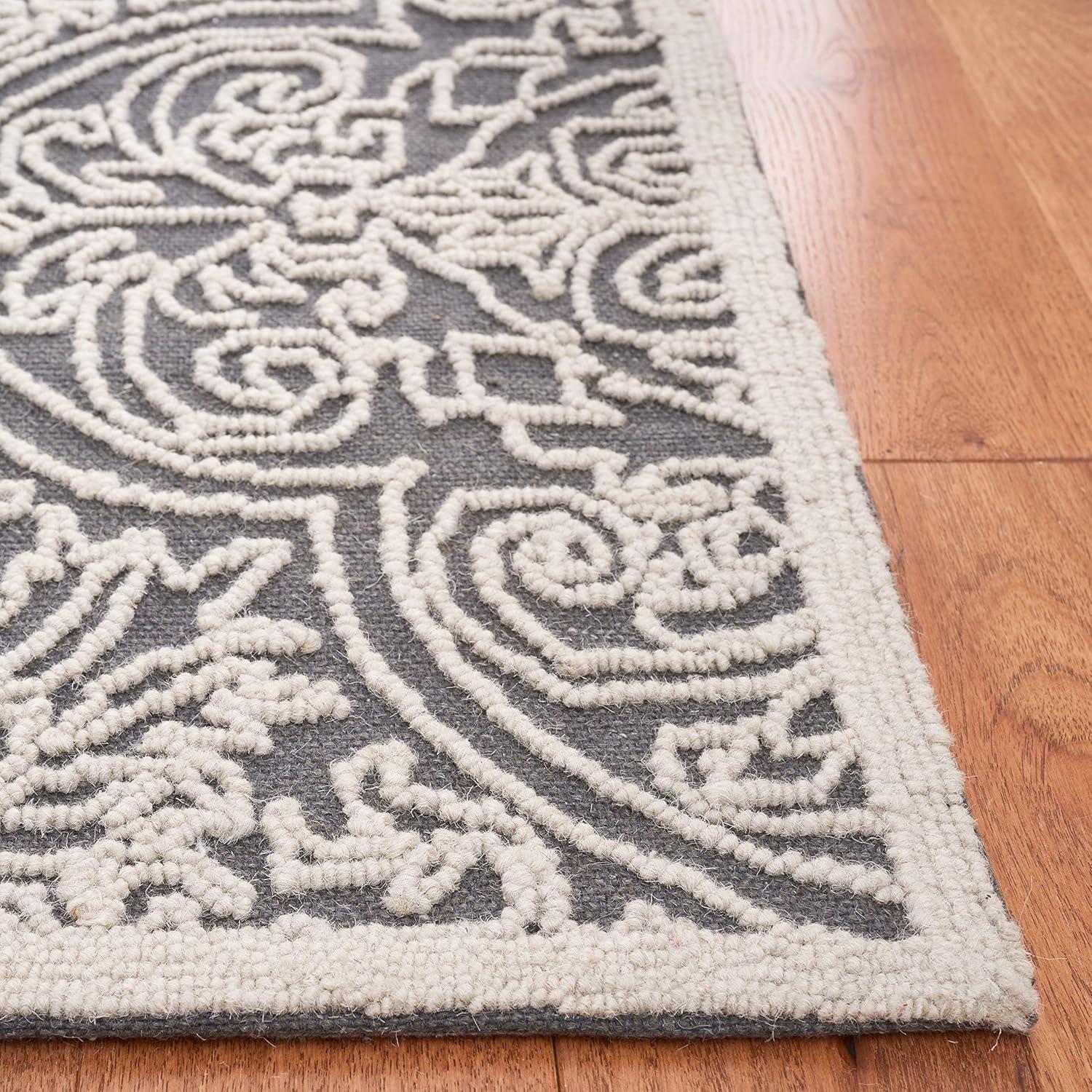 Elegant Trace Hand-Tufted Wool Runner Rug in Dark Grey & Light Grey