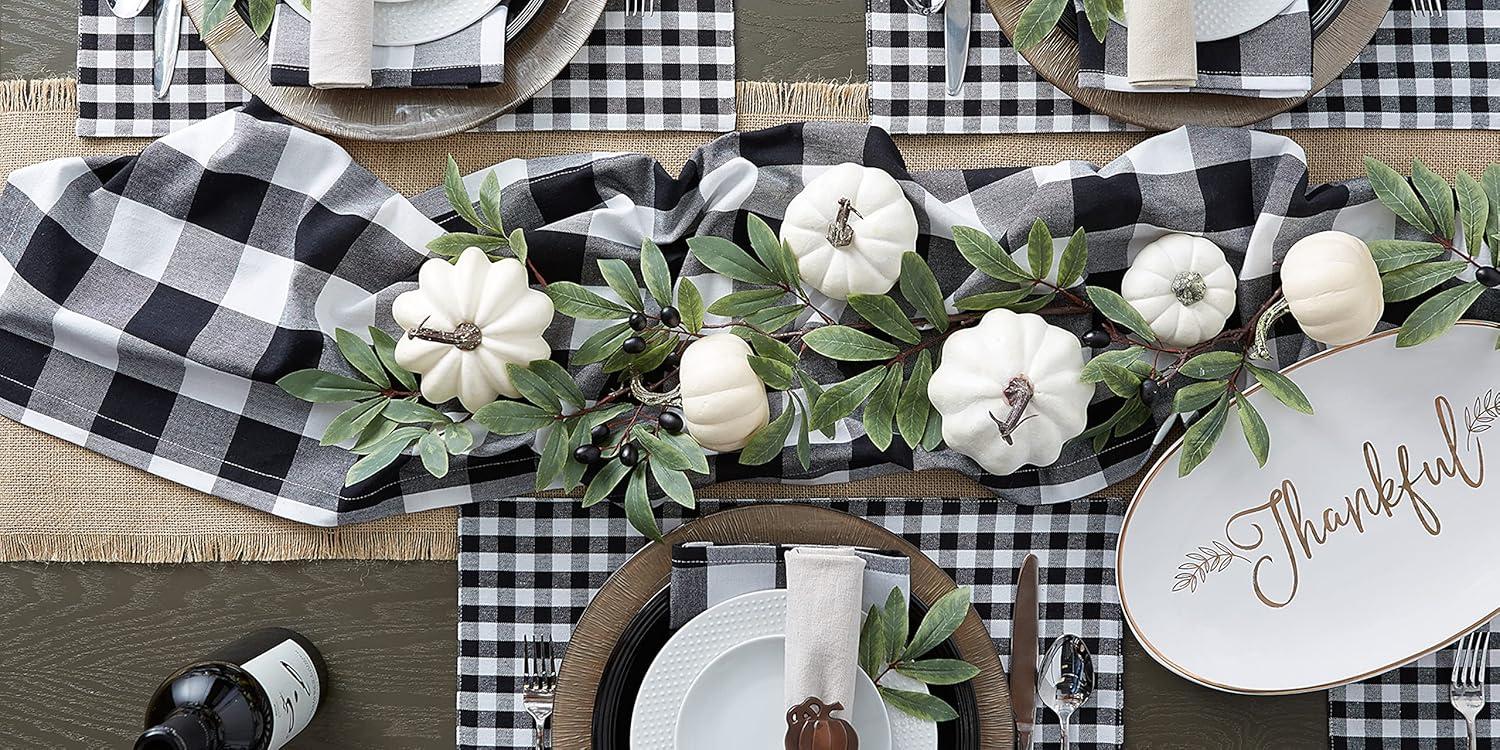 Black Buffalo Check Table Runner 14x108