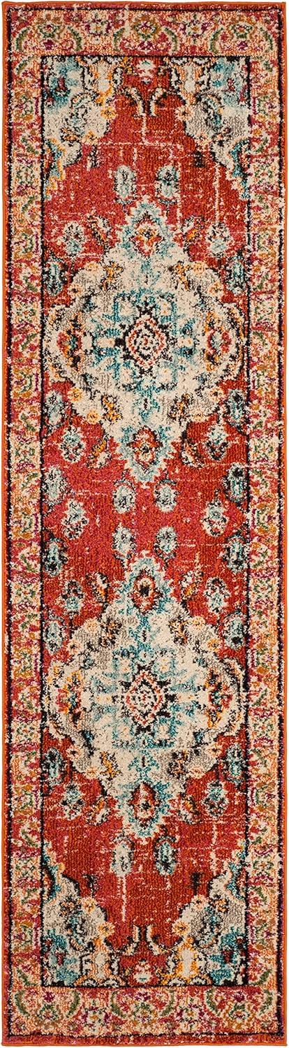 Monaco MNC243 Power Loomed Indoor Runner Rug - Orange/Light Blue - 2'2"x20' - Safavieh.