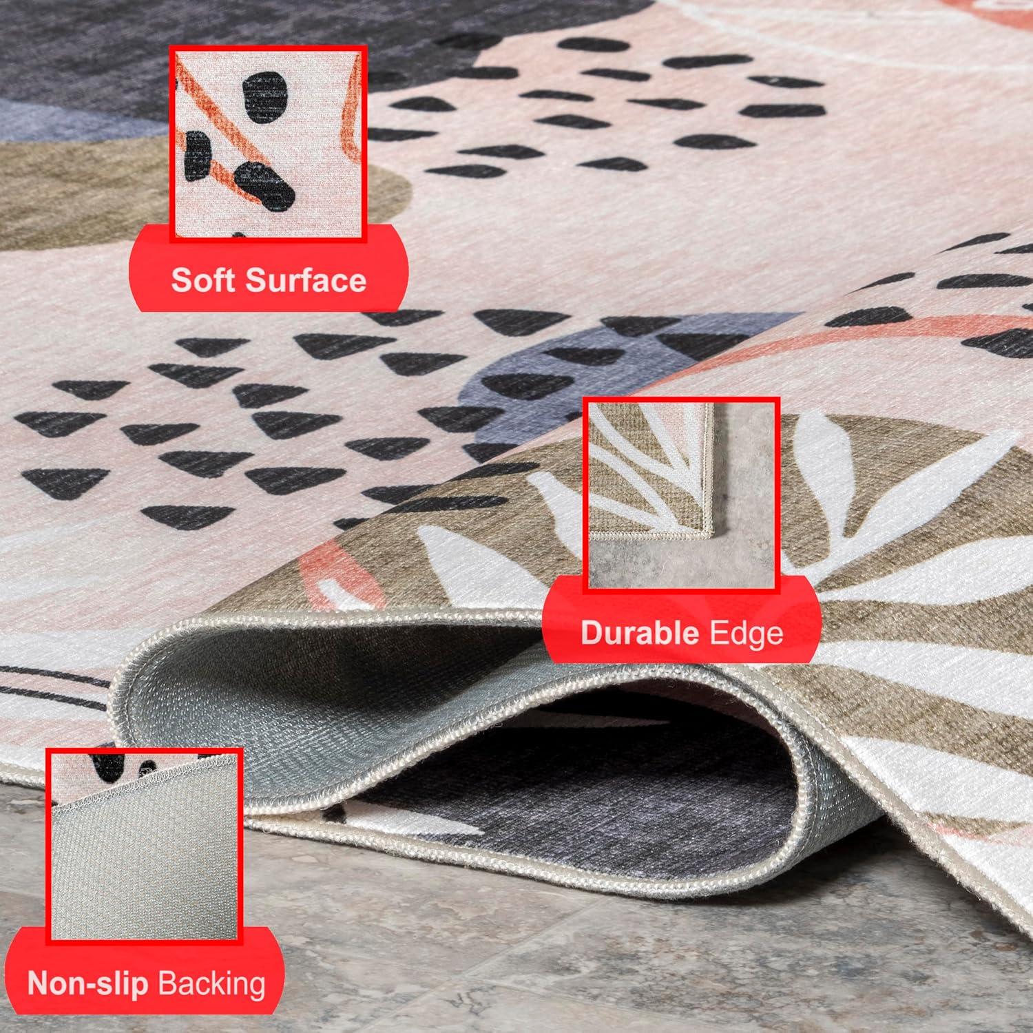 Nuloom Delmy Abstract Floral Pet Friendly Indoor/Outdoor Machine Washable Area Rug, 4' x 6', Multicolor