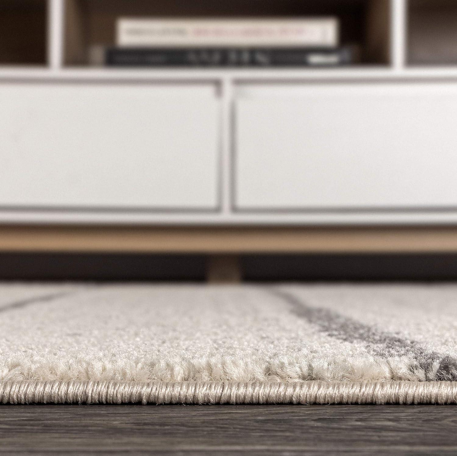 8'x10' Williamsburg Minimalist Stripe Area Rug, Cream/Gray - JONATHAN Y