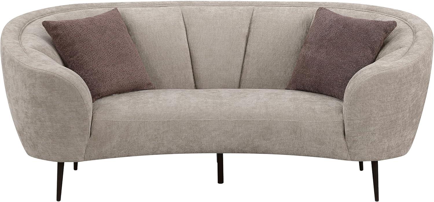Coaster Ellorie Fabric Upholstered Channel Back Curved Loveseat Beige