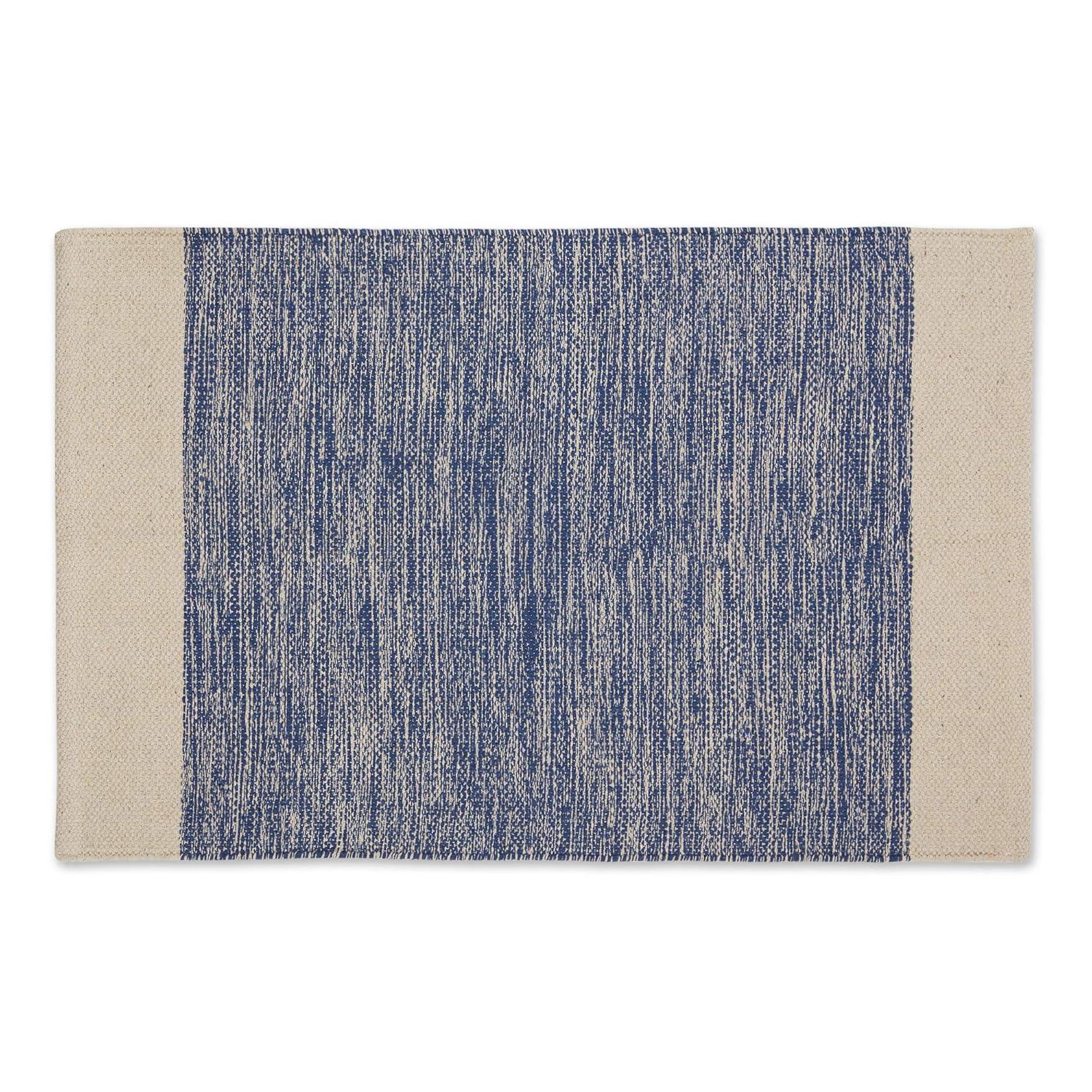 DII French Blue Variegated Border Hand-Loomed Cotton Rug 2x3 Ft