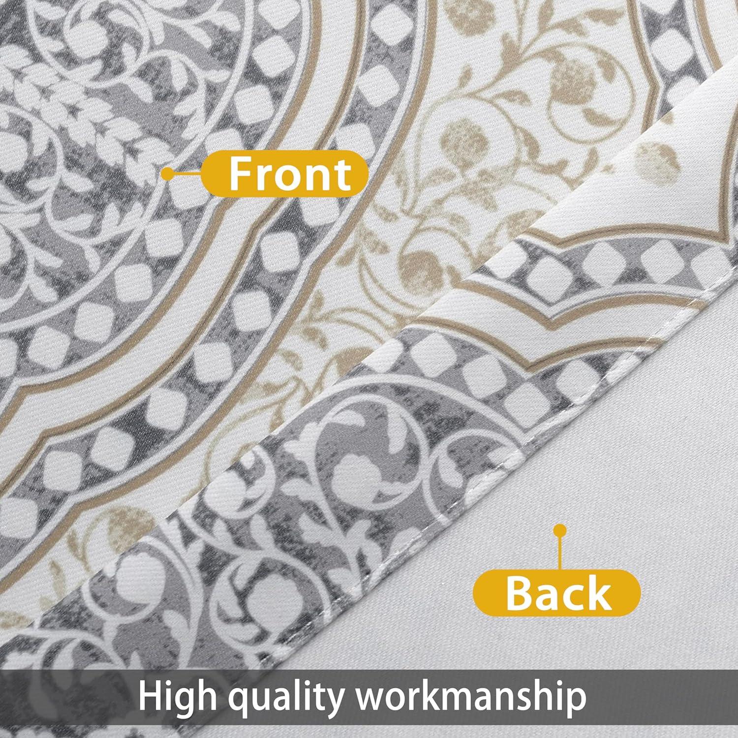 DriftAway Adrianne Damask and Floral Pattern Window Curtain Valance Single 52 Inch by 14 Inch Plus 1.75 Inch Header Beige and Gray