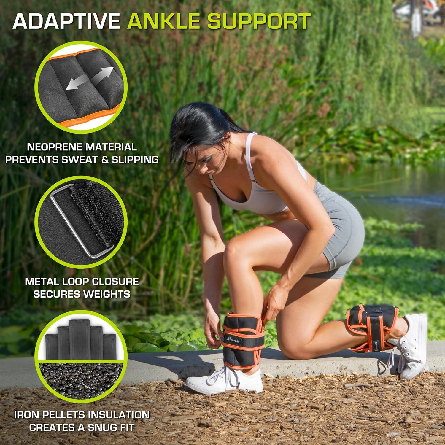 ProsourceFit Adjustable Ankle Weight Set of 2-15 lb, 10 lb, & 7 lb