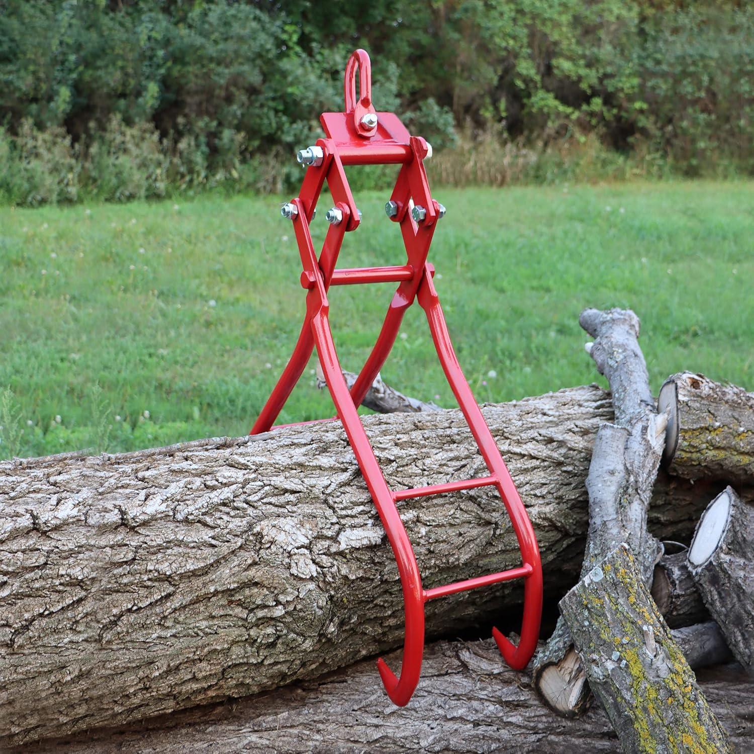 Felled 36in Log Lifting Tongs - 49in Cap Steel Timber Log Grapple Skidding Tongs