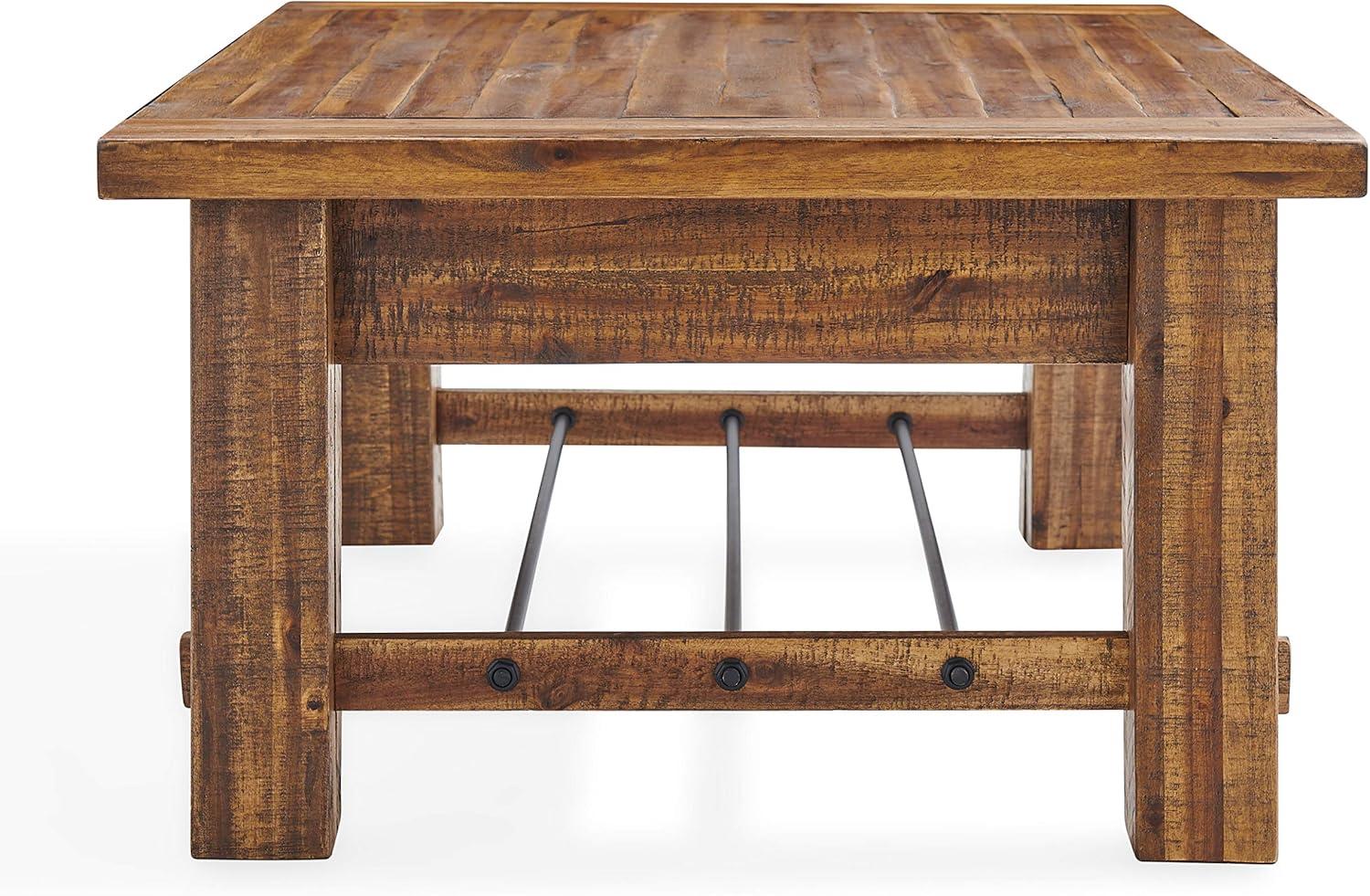 Alaterre Furniture Durango Industrial Wood Coffee Table Dark Brown: Rustic Acacia & Steel, Fixed Shelf