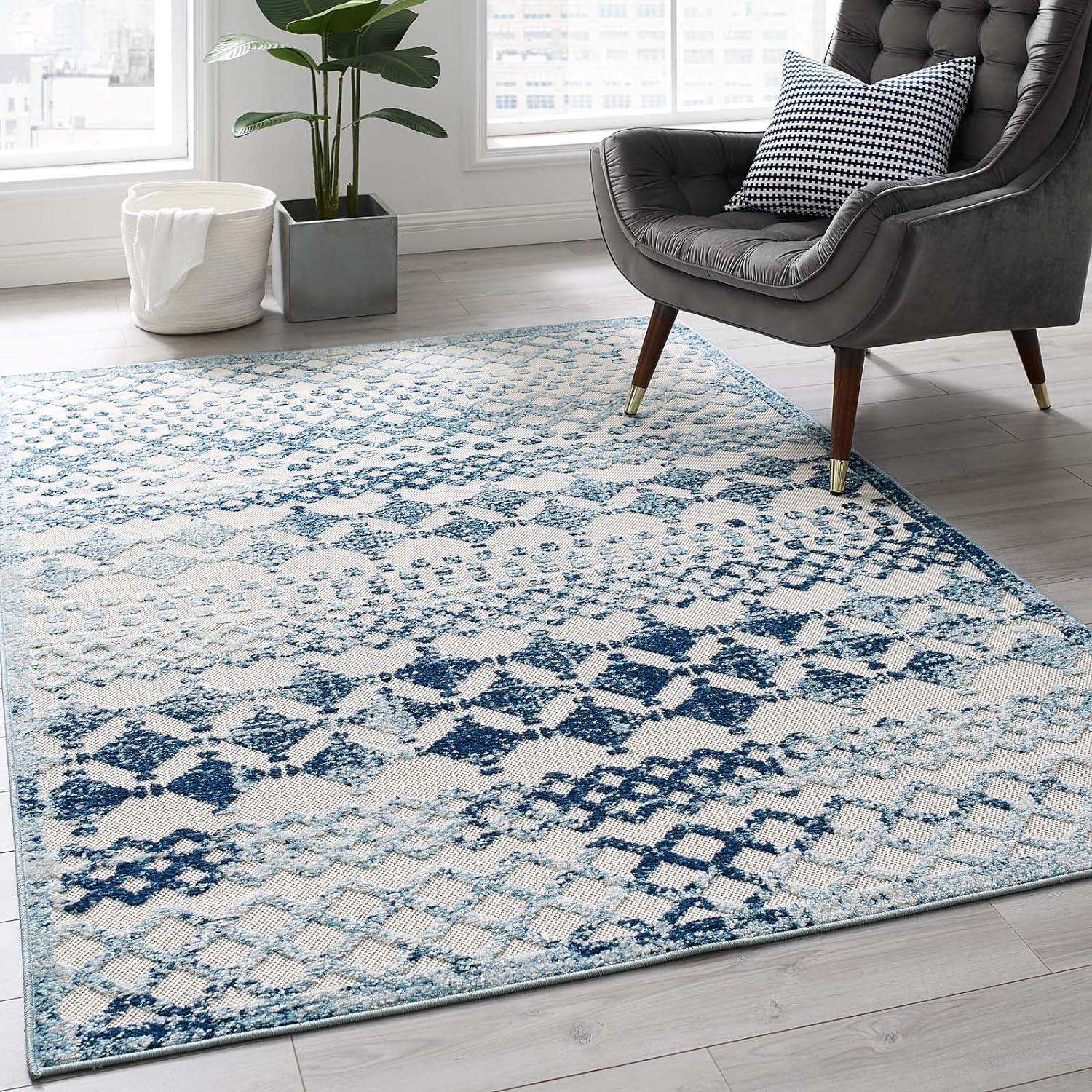 Coronado Distressed Diamond Outdoor Area Rug by Havenside Home by Modway