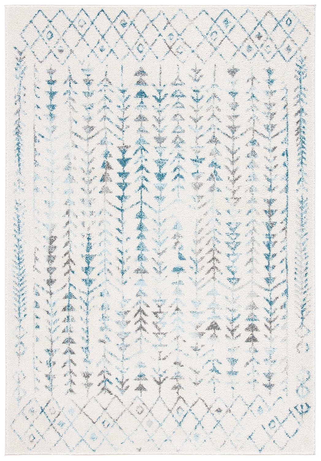 Tulum TUL262 Power Loomed Area Rug - Ivory/Turquoise - 6'x9' - Safavieh.