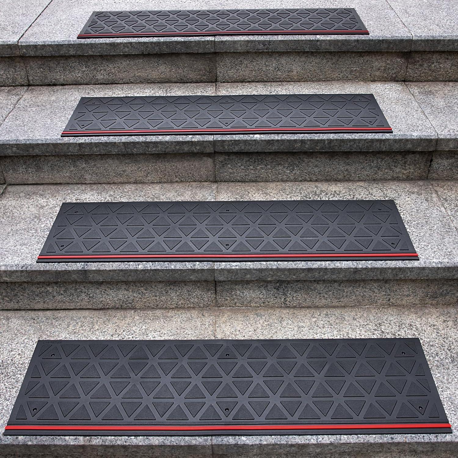 George Oliver 5 Pieces Outdoor Stair Treads Non-Slip, Heavy Duty Step Mats