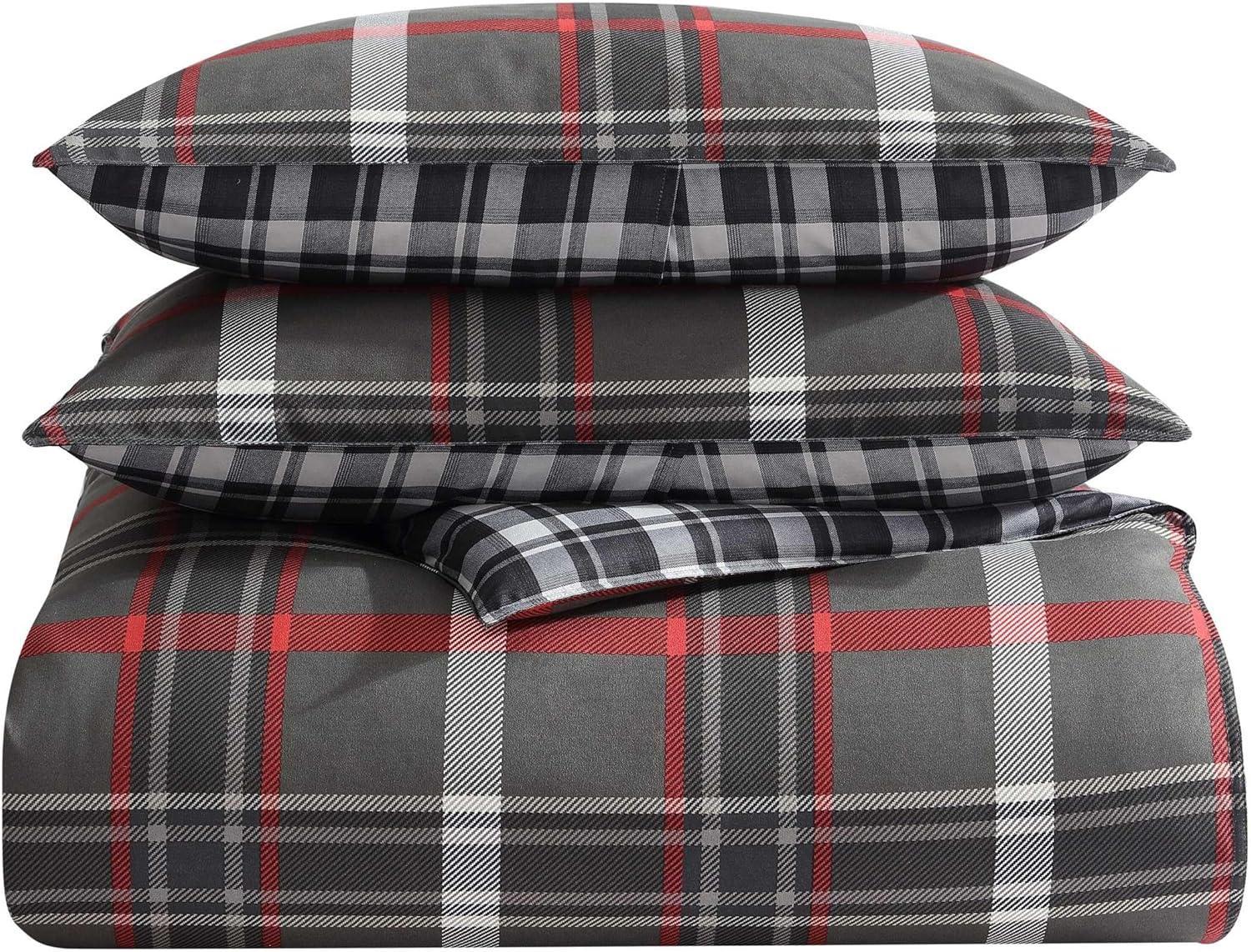 Eddie Bauer Willow Plaid 100% Microfiber Duvet Set Gray