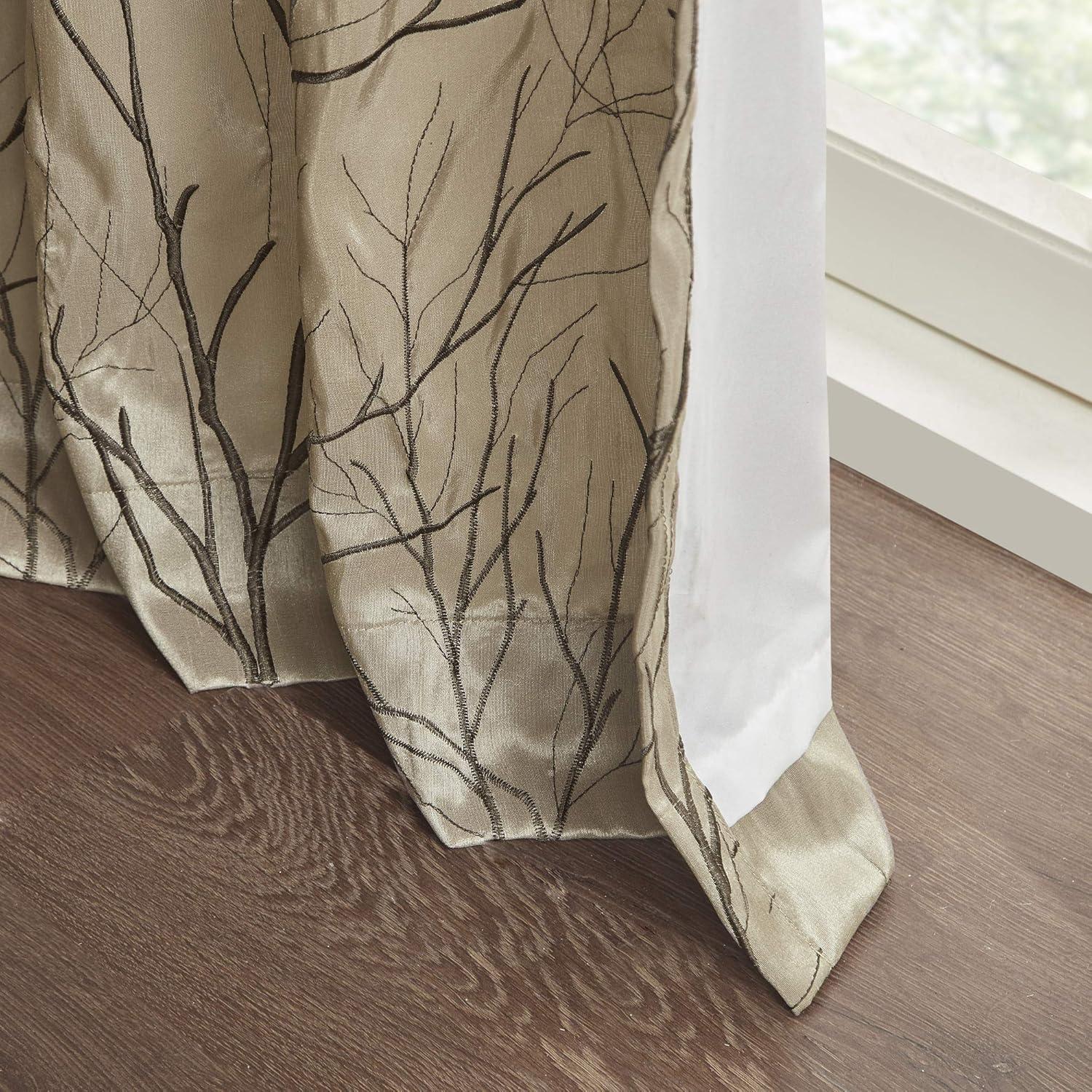 Andora Embroidered Branch Rod Pocket Single Curtain Panel