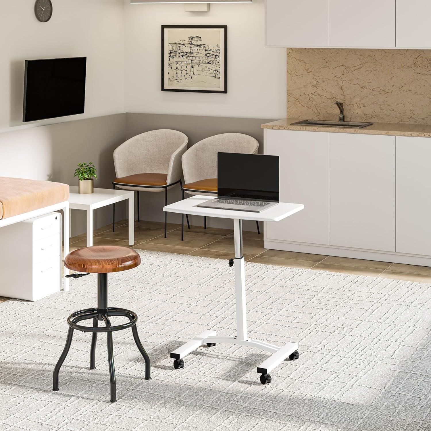 Seville Classics 23.75" Height Adjustable Mobile Laptop Desk, White