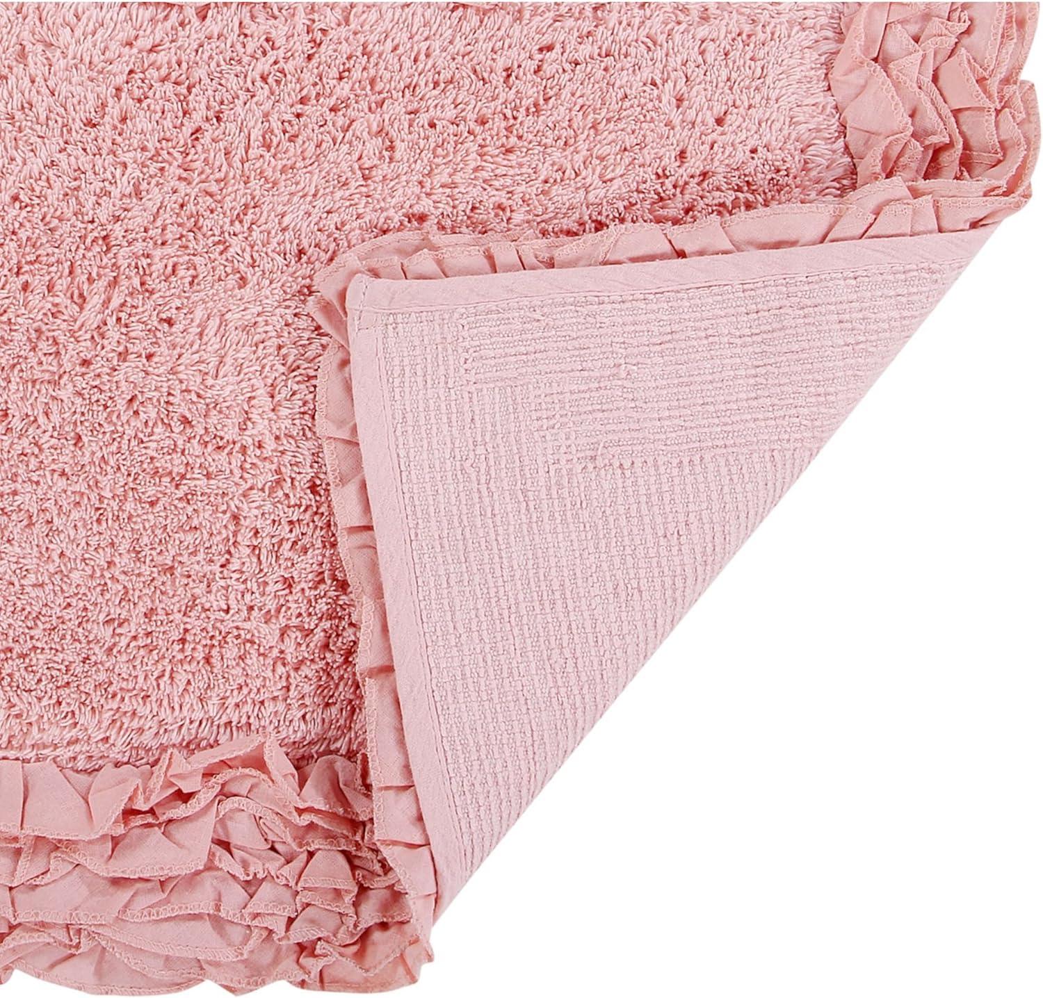 Better Trends Shaggy Boader 100% Cotton Tufted Non- Slip Backing Bath Rug 20" x 60" Runner - Pink