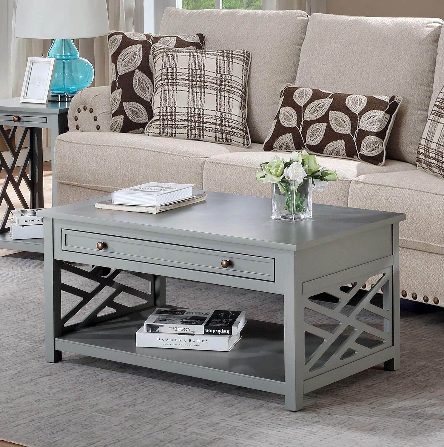 Coventry Dove Gray 36" Wood Coffee Table with Storage Drawer