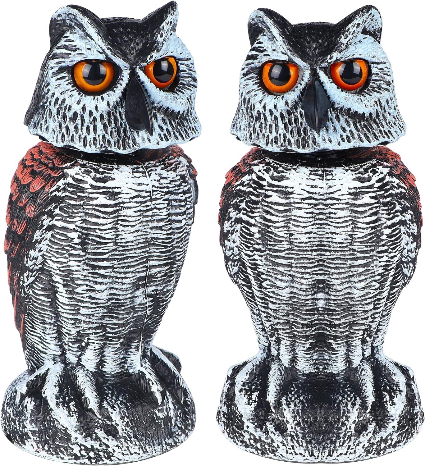 2Pack Fake Owl Decoy to Keep Birds Away Garden Decoration Bird Scare Devices for Garden Outdoor Yard