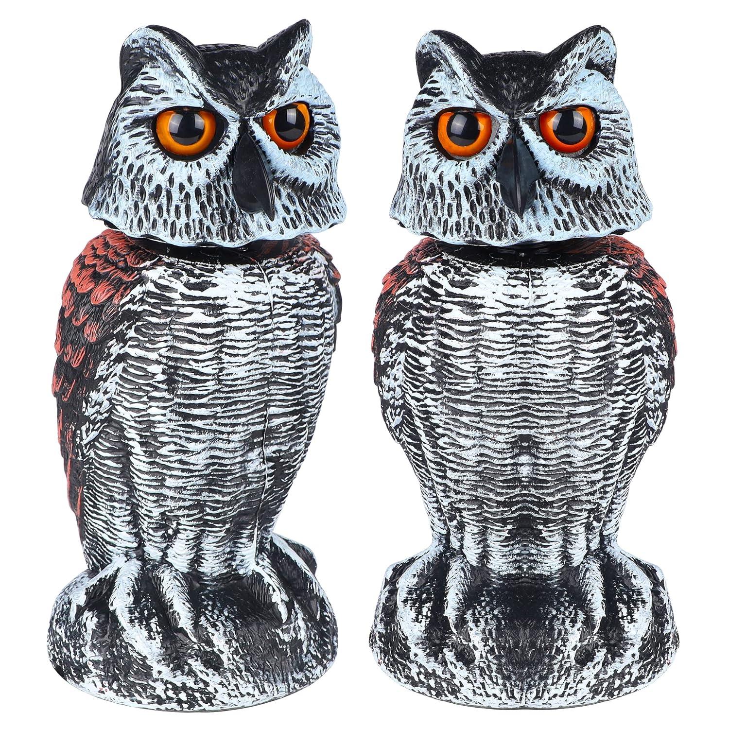 2Pack Fake Owl Decoy to Keep Birds Away Garden Decoration Bird Scare Devices for Garden Outdoor Yard