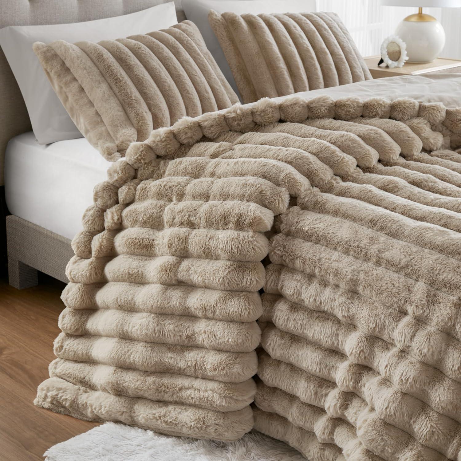 Madison Park Jasmine 3 Piece Ultrasoft Faux Fur Ribbed Comforter Set & Reviews | Wayfair