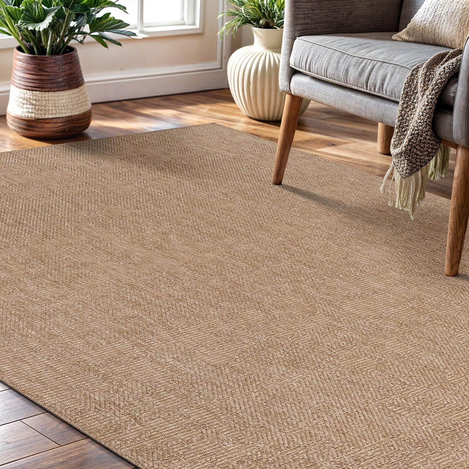 4'x6' Pata Hand Woven Chunky Jute Area Rug, Natural - JONATHAN Y