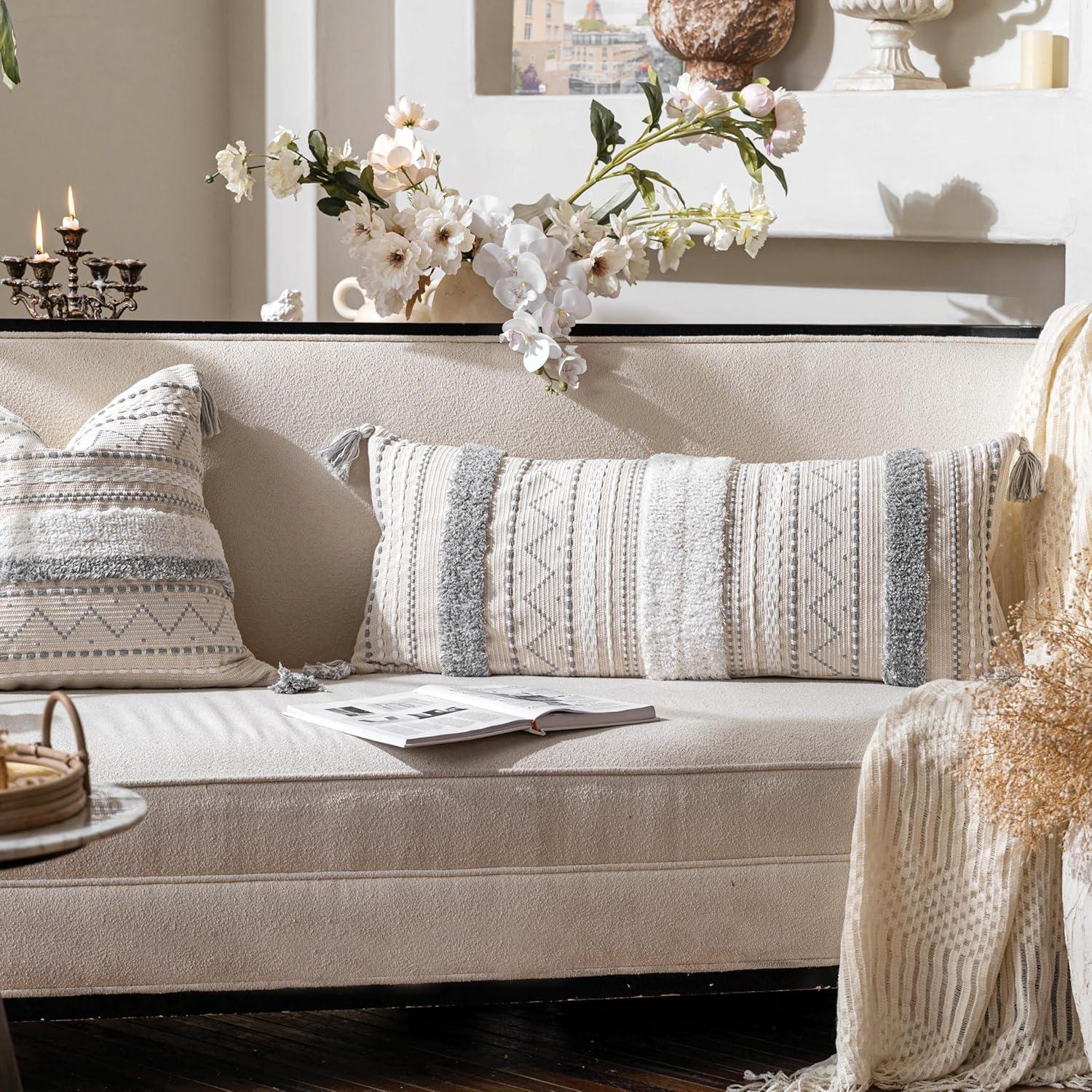 POFIMP 14X36 Rectangle Bohemian Style Pillow Cover For Sofa Living Room Decoration (1 Pack)