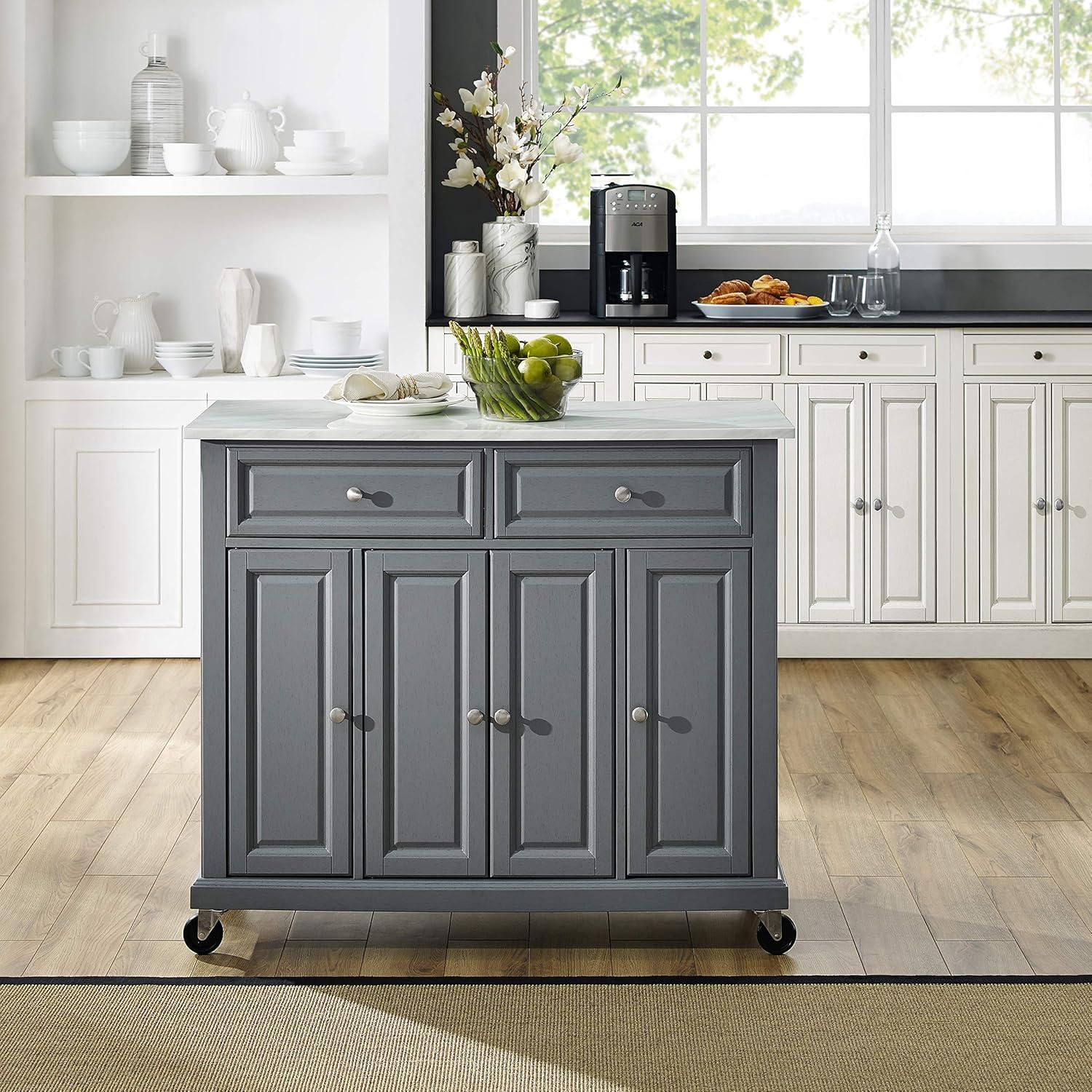 Avery Kitchen Cart - Crosley: Hardwood Brushed Nickel