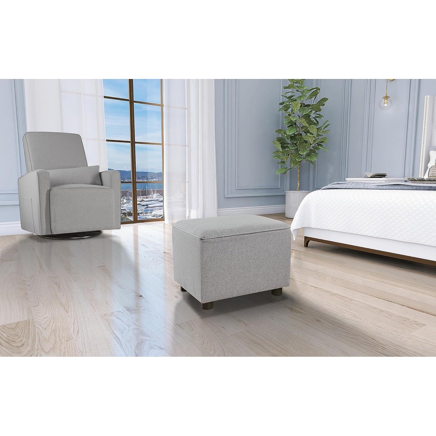 Evolur Holland Rectangular Upholstered Ottoman, Grey