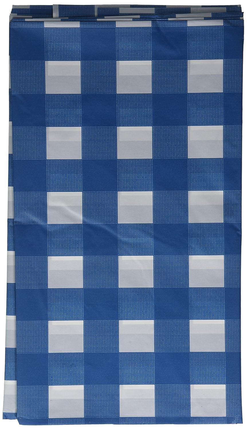 Crown Display Premium Plastic Blue Gingham Tablecloth 54 Inch. x 108 Inch.