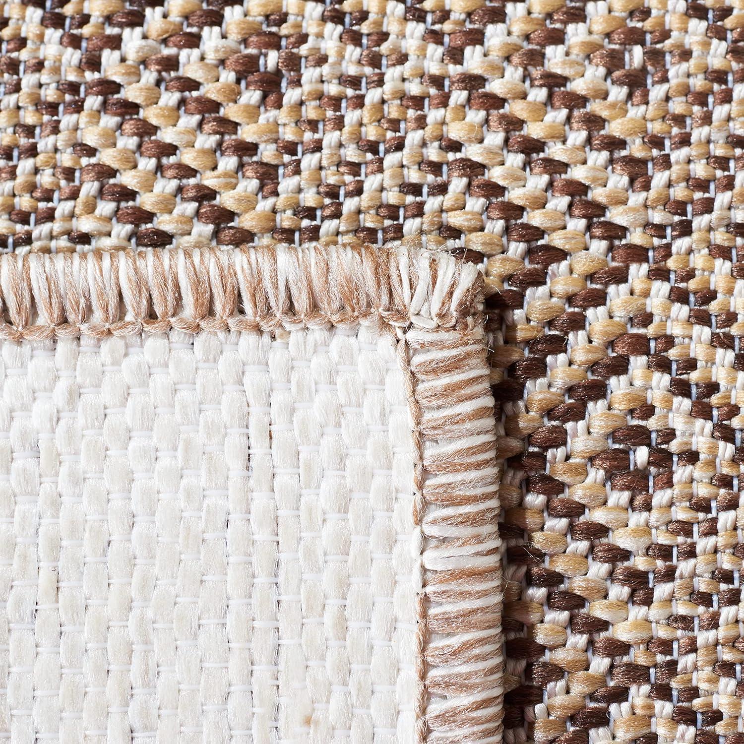 Hampton HTN230 Power Loomed Indoor/Outdoor Area Rug - Ivory/Black - 8'x10' - Safavieh.