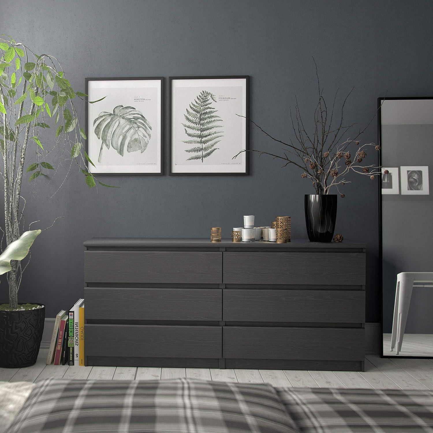 Scottsdale Modern Black Woodgrain 6-Drawer Double Dresser