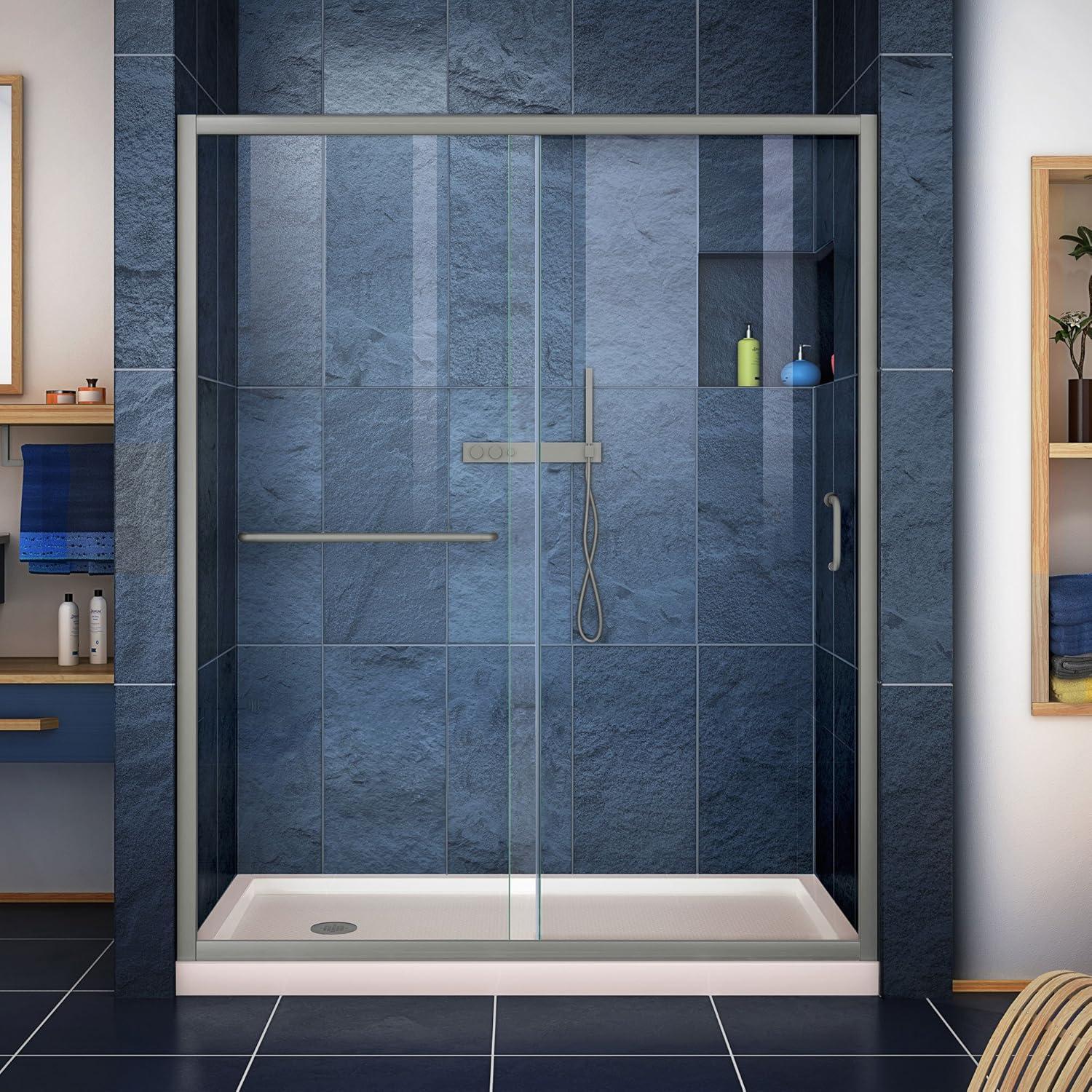 Infinity-Z 60" W x 30" D x 74.75" H Semi-frameless Sliding Shower Kit