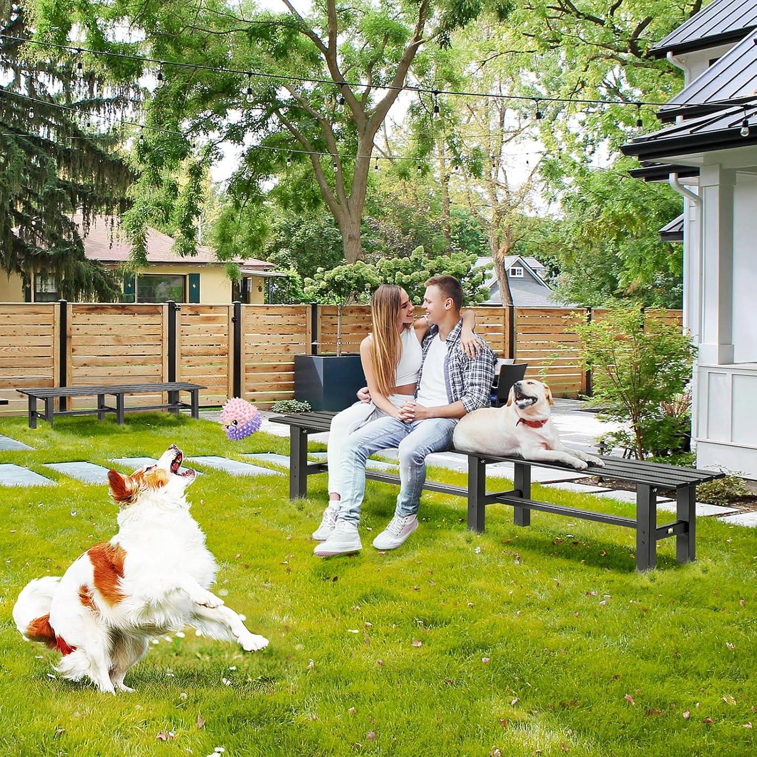 TECSPACE Aluminum Outdoor Patio Bench Black,70.9 x 14.2 x 15.7 inches,Light Weight High Load-Bearing,Outdoor Bench for Park Garden,Patio and Lounge