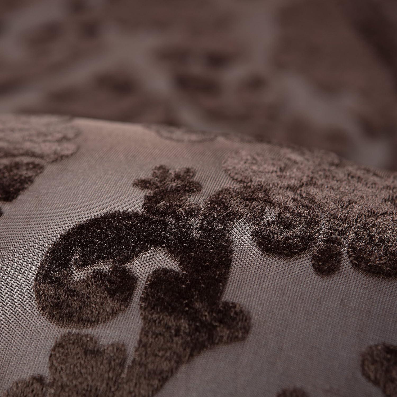 Chanasya 2pk Devore Damask Sheer Grommet Window Curtain Panels - Set of 2 - 52 x 96 Inches Long - Aubergine