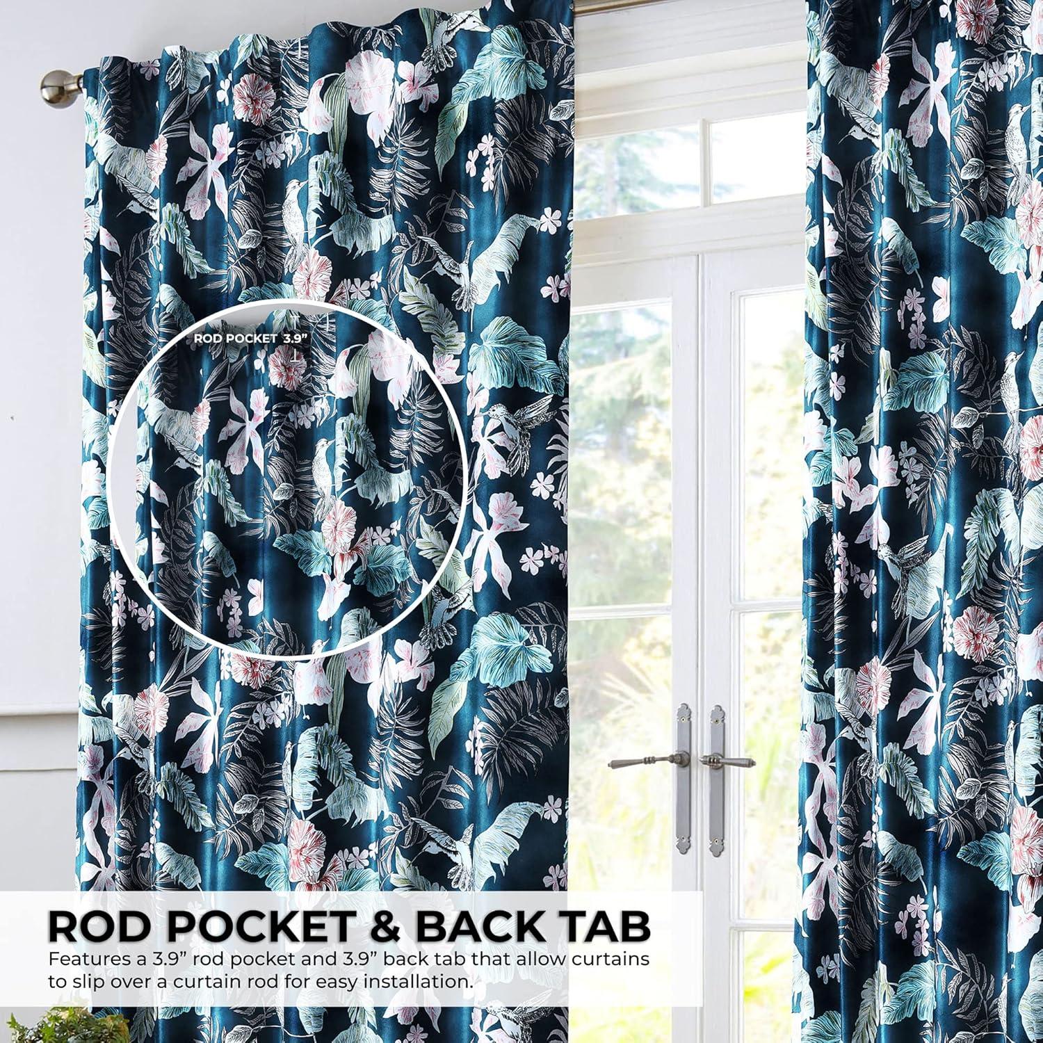 Tribeca Living Luxury Printed Velvet Room Darkening Window Curtains - 50 x 96-Inch, Pariza, 2 Panels (Rod Pocket/Back Tab) (PARIZACUR96)