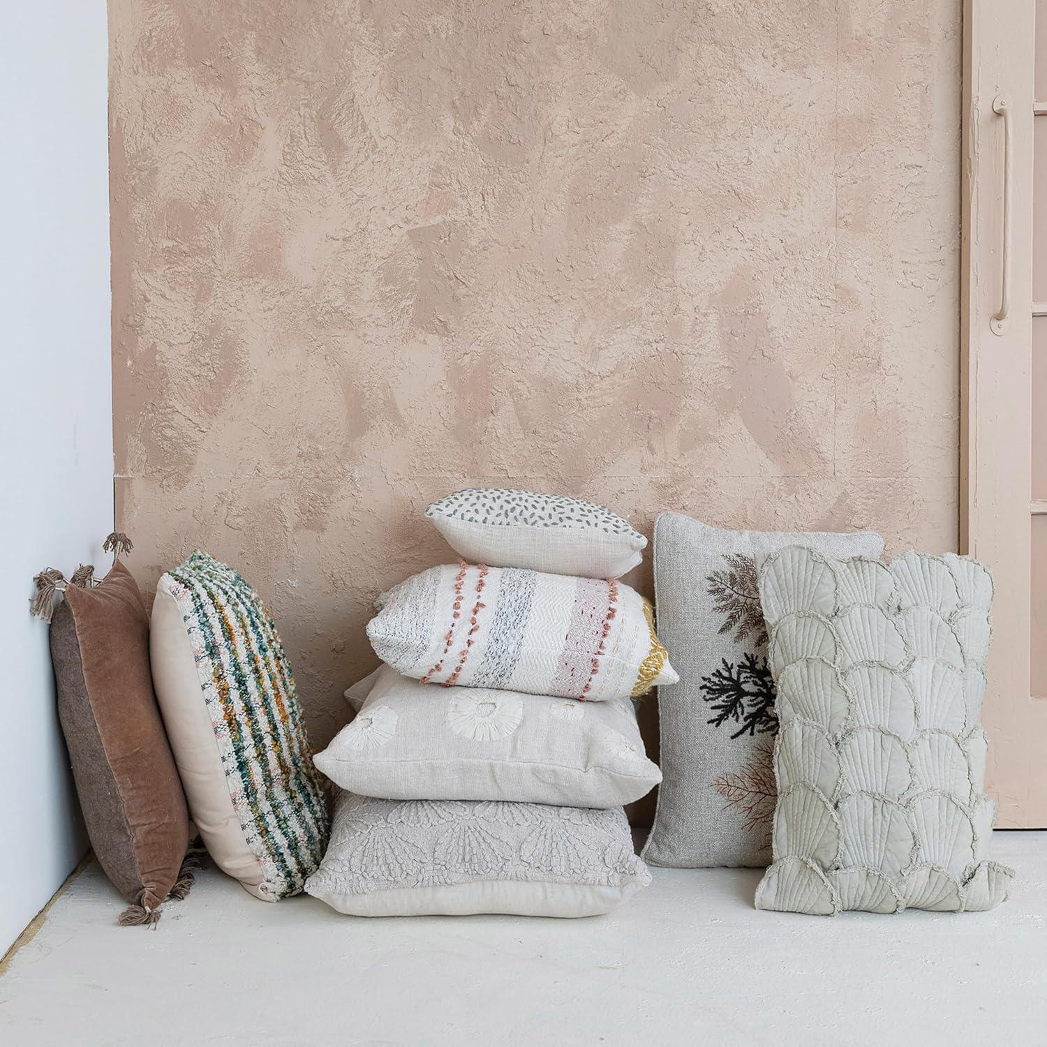 Embroidered Cotton Reversible Throw Pillow