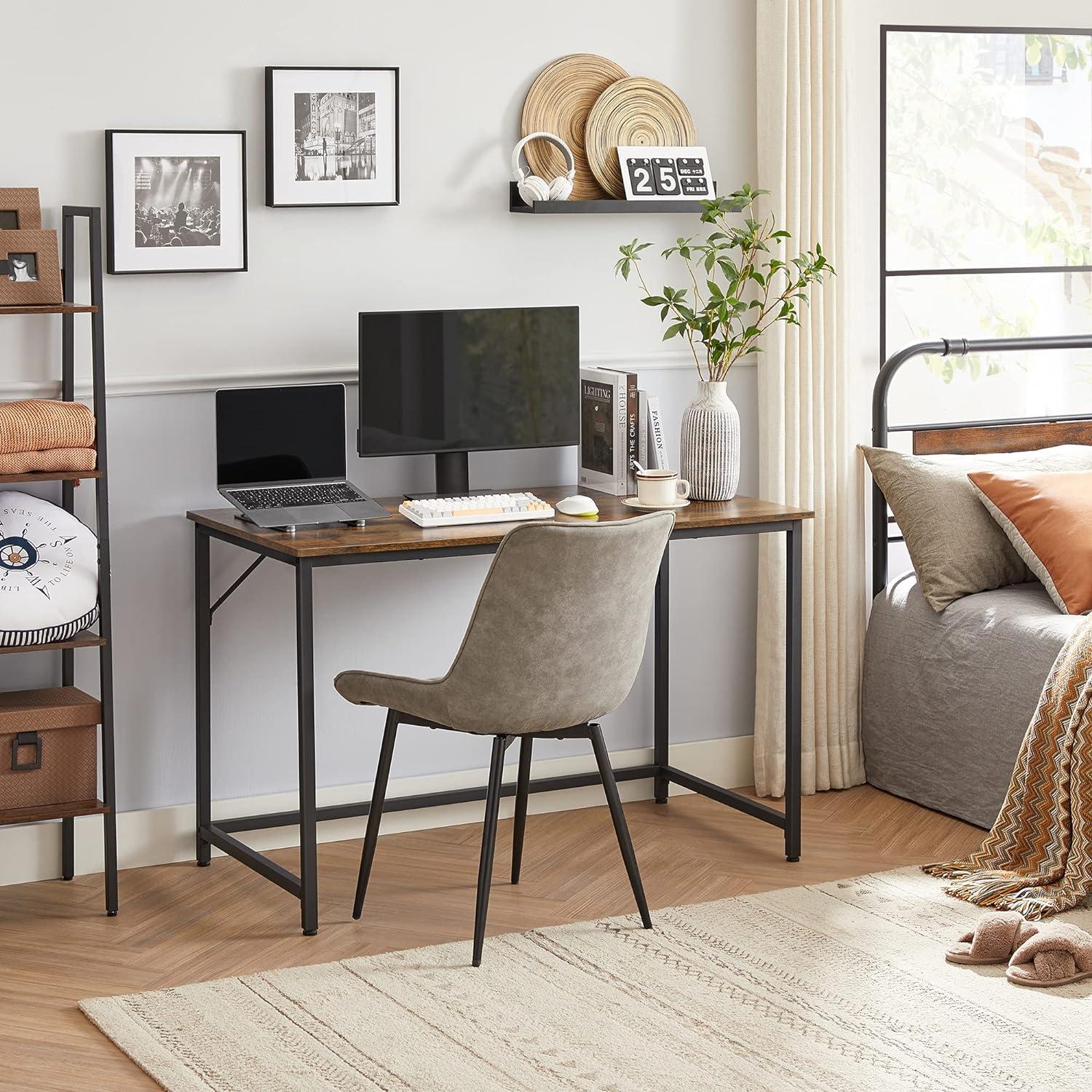 VASAGLE Computer Desk, Gaming Desk, Home Office Desk, for Small Spaces, 23.6 x 47.2 x 29.9 Inches, Industrial Style, Metal Frame, Rustic Brown and Black ULWD039B01