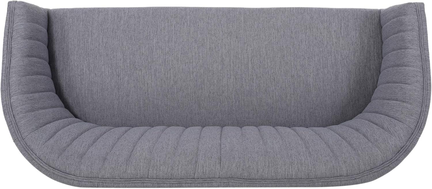 Deborah Mid-Century Beige Fabric Loveseat with Wood Legs