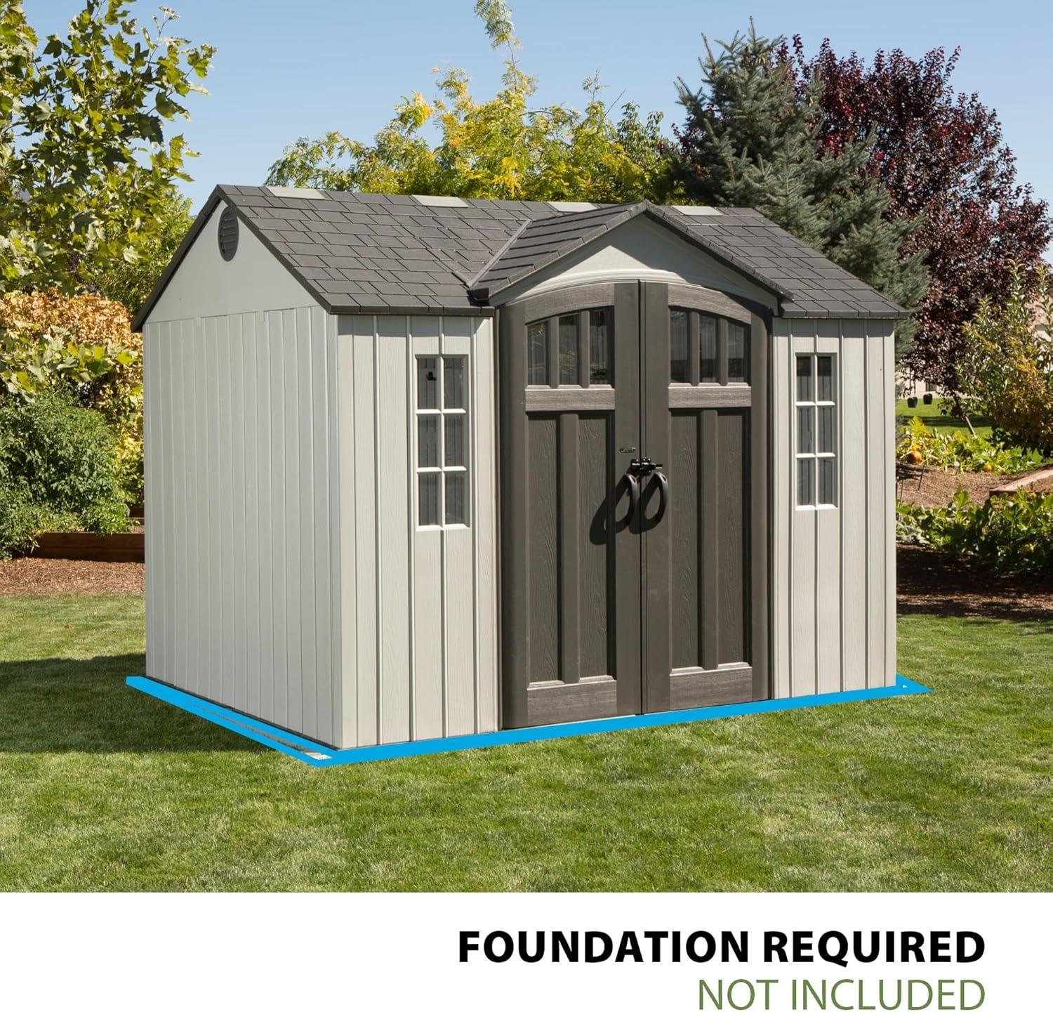 Lifetime Polyethylene Storage Shed, 71.25 sq. ft.,10 ft. x 8 ft. x 8 ft., Gray (60243)