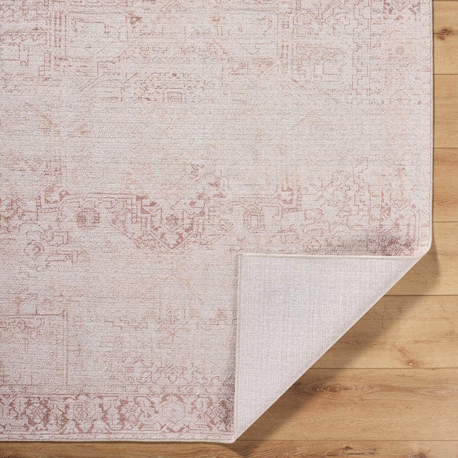 Ivory and Beige Synthetic Medallion Area Rug, 5'2" x 7'