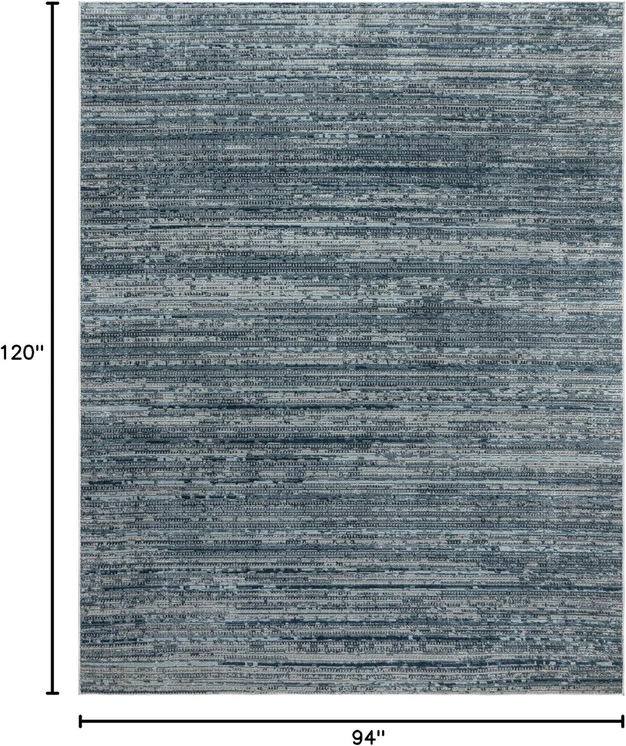 Missha Dario Modern Striped Blue Gray Polyester High-Low Indoor Area Rug