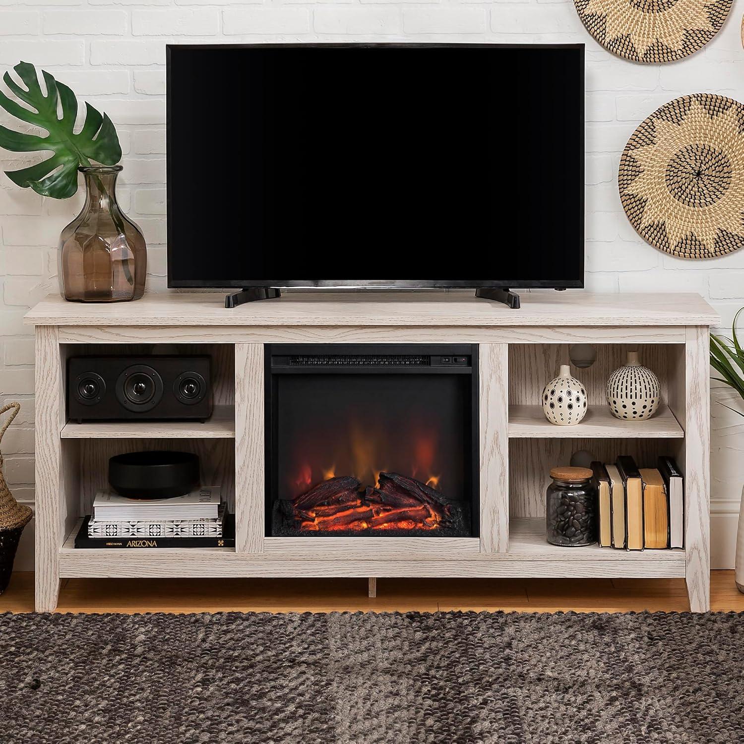 Walker Edison 58" Fireplace TV Stand in White