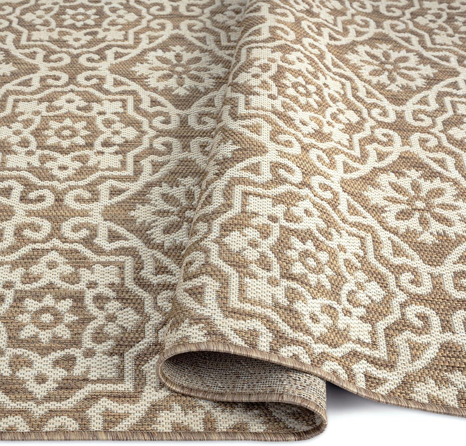 Nicole Miller New York Patio Country Danica Geometric Indoor/Outdoor Area Rug, Brown/Beige