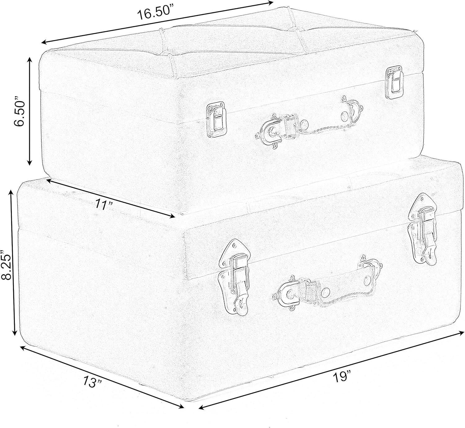 Vintiquewise Decorative Tufted Velvet Suitcase Treasure Chest Set of 2, Pink