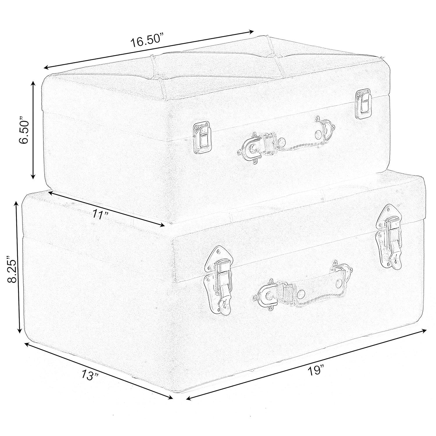 Vintiquewise Decorative Tufted Velvet Suitcase Treasure Chest Set of 2, Pink