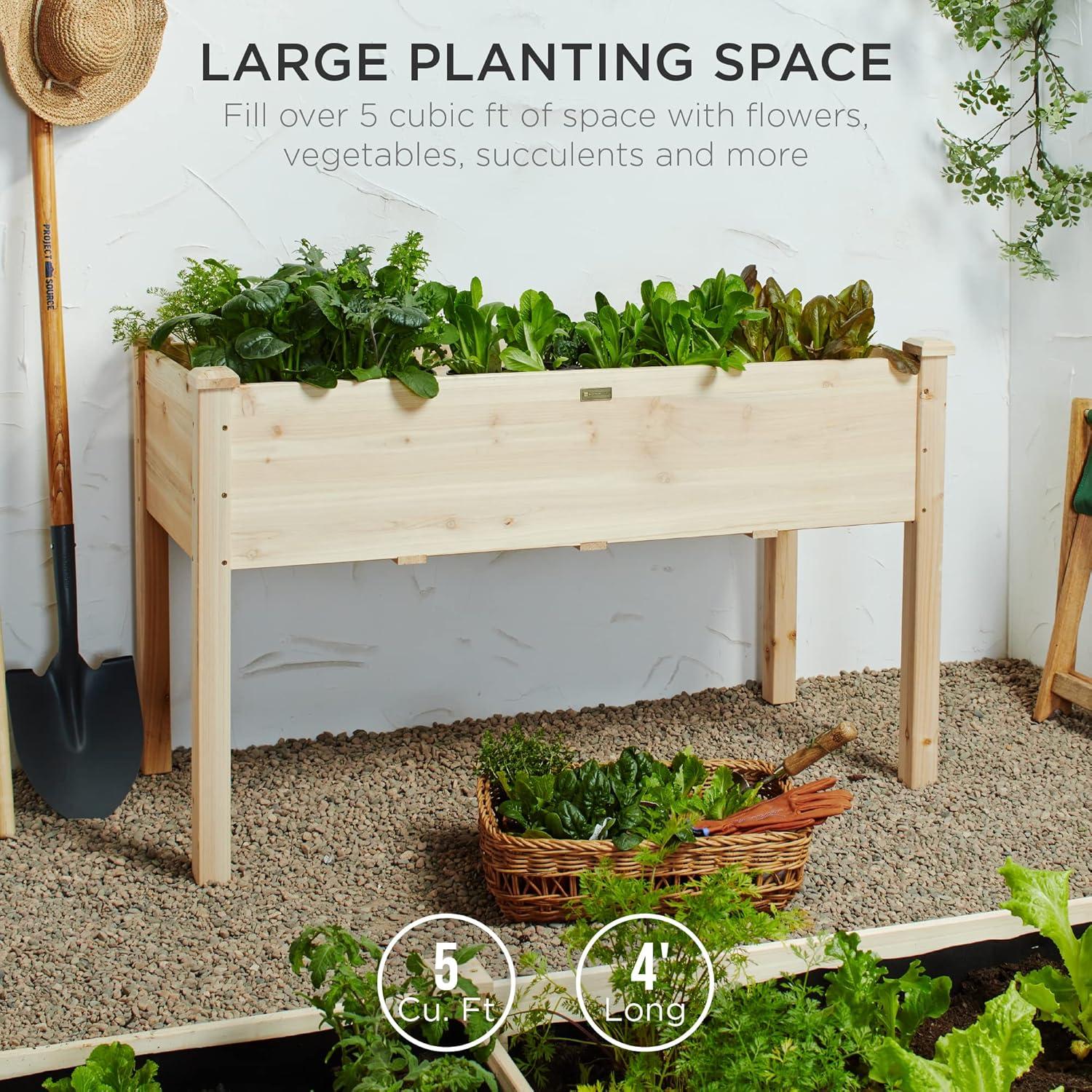 Best Choice Product 48x24x30in Raised Garden Bed, Elevated Wooden Planter for Yard w/ Foot Caps, Bed Liner