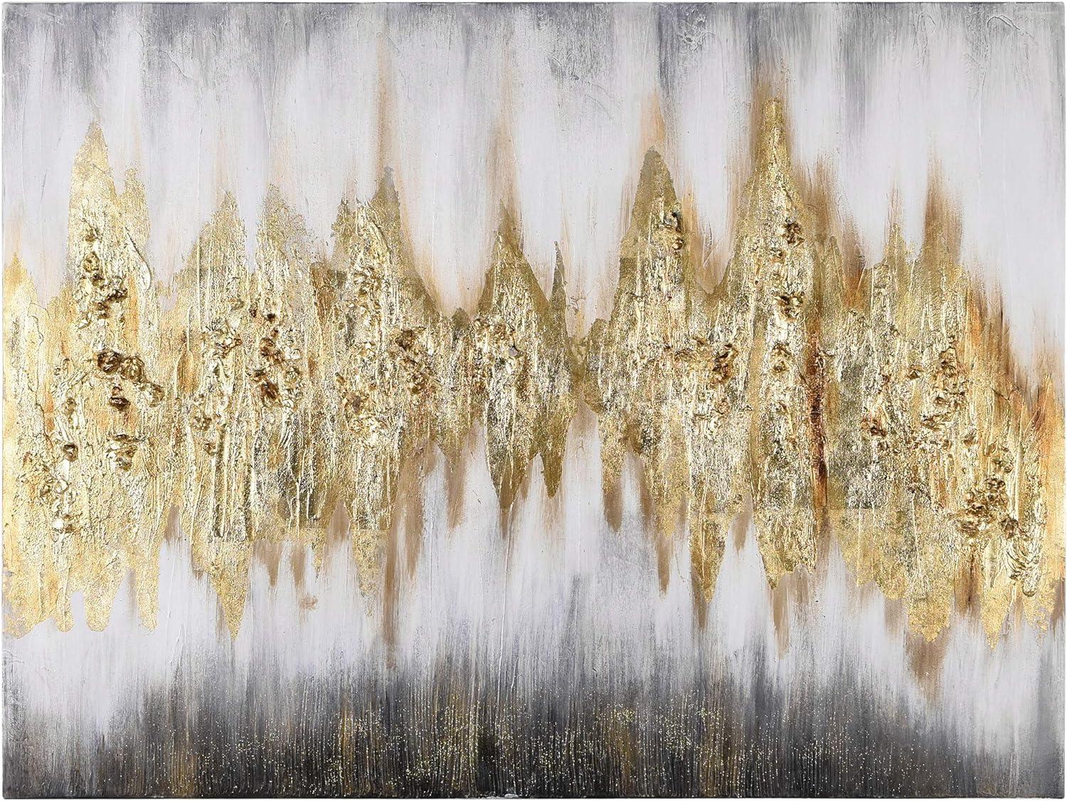 Empire Art Direct Gold Textured Glitter Hand Painted Canvas Wall Art by Martin Edwards, 30" x 40"