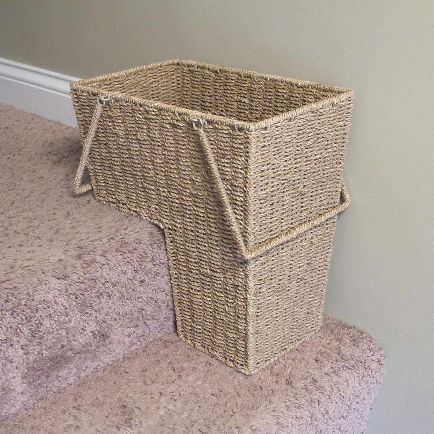 Natural Brown Seagrass Rectangular Stair Storage Basket