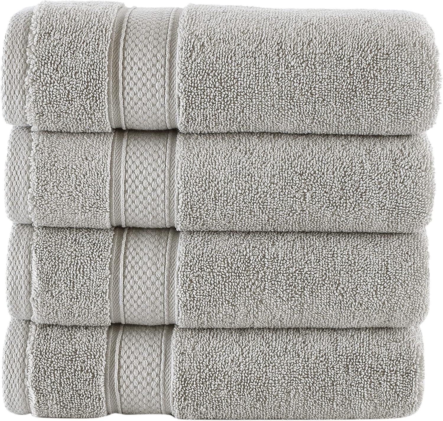 American Soft Linen 4 Pack Hand Towel Set, 100% Cotton, 16 inch by 28 inch, Hand Face Towels for Bathroom, Bright White