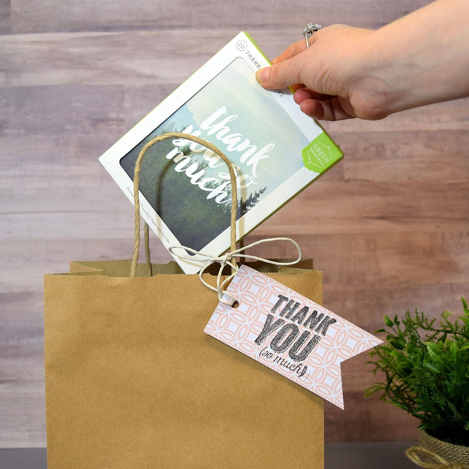 Eco-Friendly Brown Kraft Paper Shopping Bags with Handles, 8x4x10 inches, 50 Pack