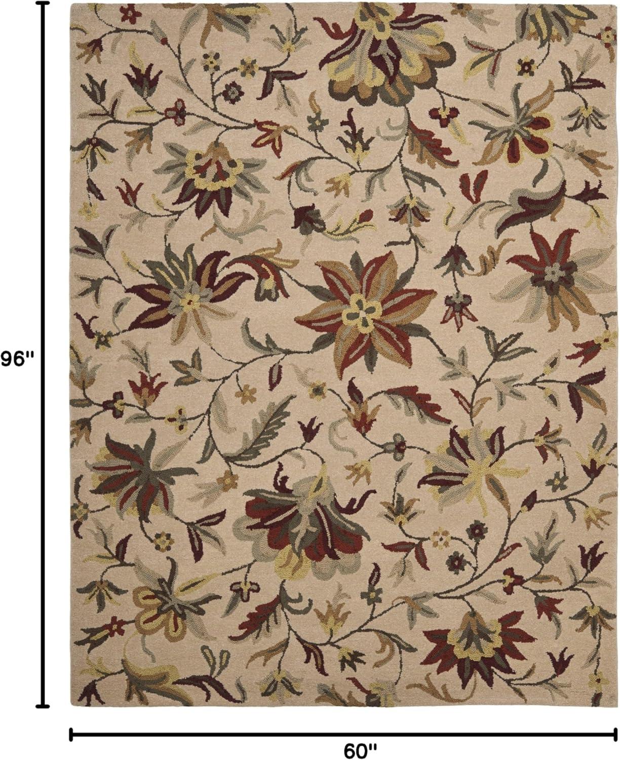 SAFAVIEH Jardin Dulcibella Floral Wool Area Rug, Beige/Multi, 5' x 8'