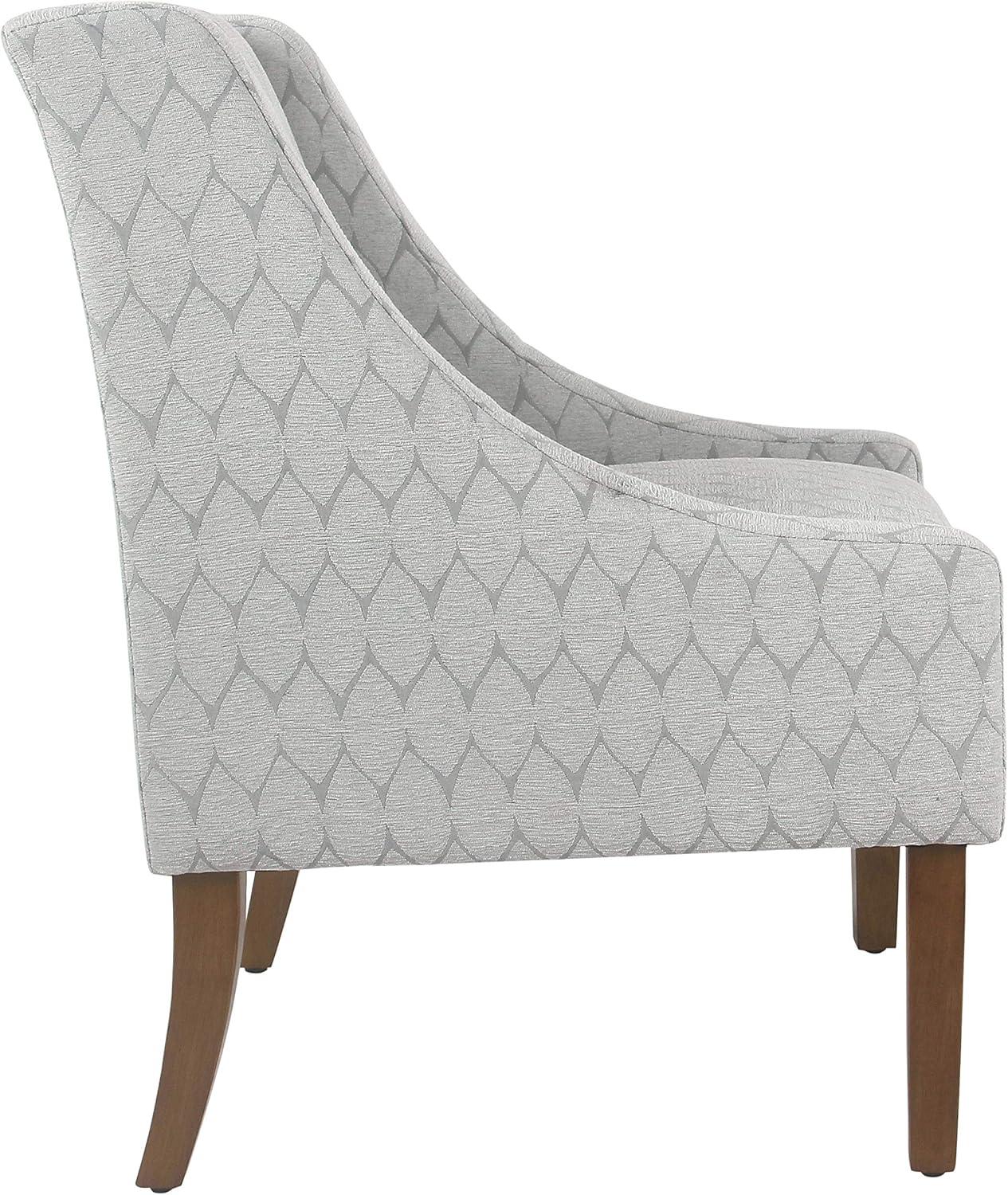 Modern Geometric Swoop Accent Chair in Textured Gray with Wood Legs